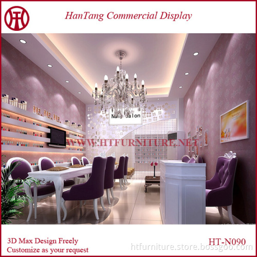 popular style wooden nail kiosk interior design for sale